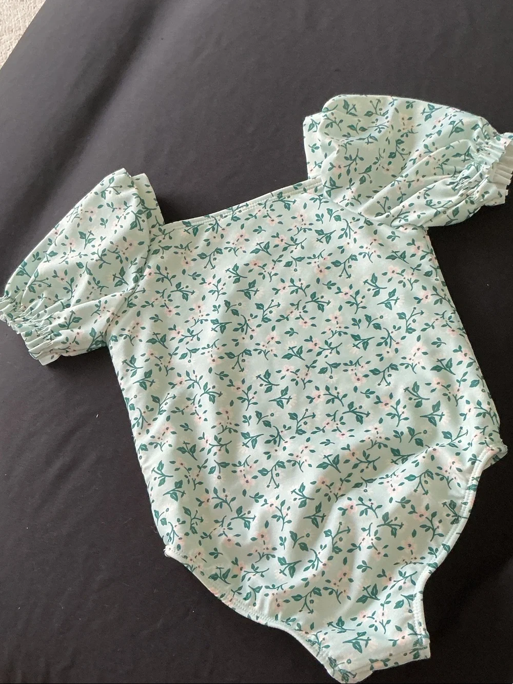 Cat & Jack - Mint Floral Puff Sleeve One-Piece Swimsuit
